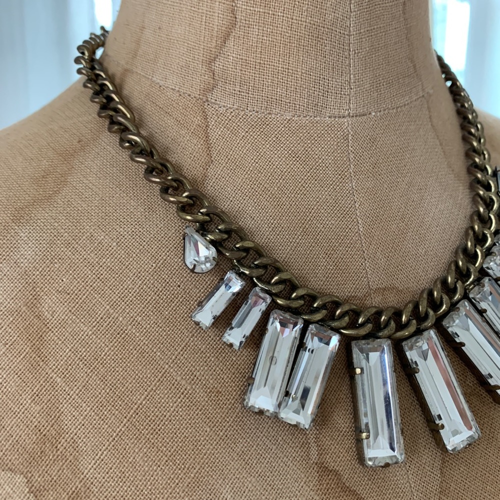 Beautiful Chain Link Crystal Statement Necklace - image 2